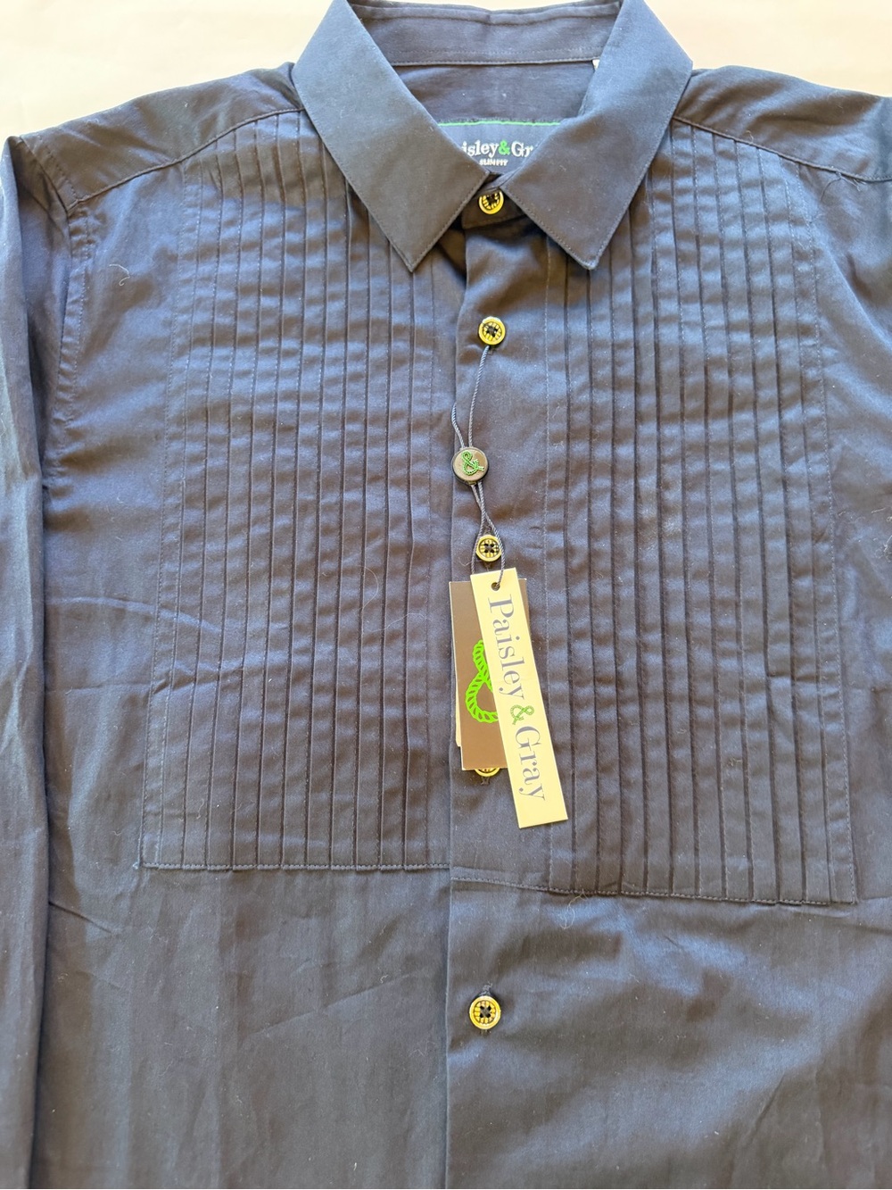 Paisley & Gray Men's Blue Pleated Dress Shirt Size Medium New